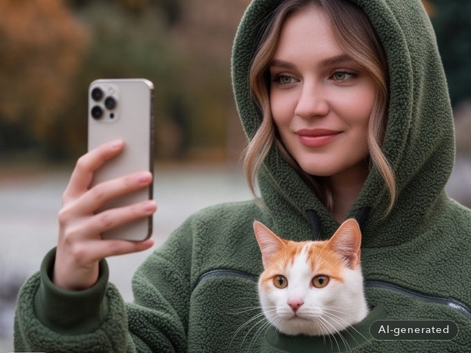 Kuschel-Hoodie Damen mit Katzentasche