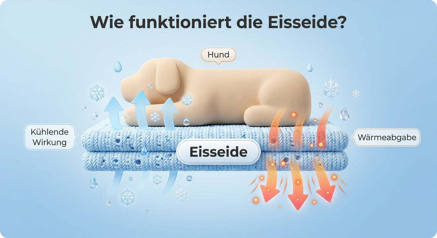 Wie die Eisseide-Kühlmatte funktioniert: Kühlung nach oben, Wärmeabgabe nach unten