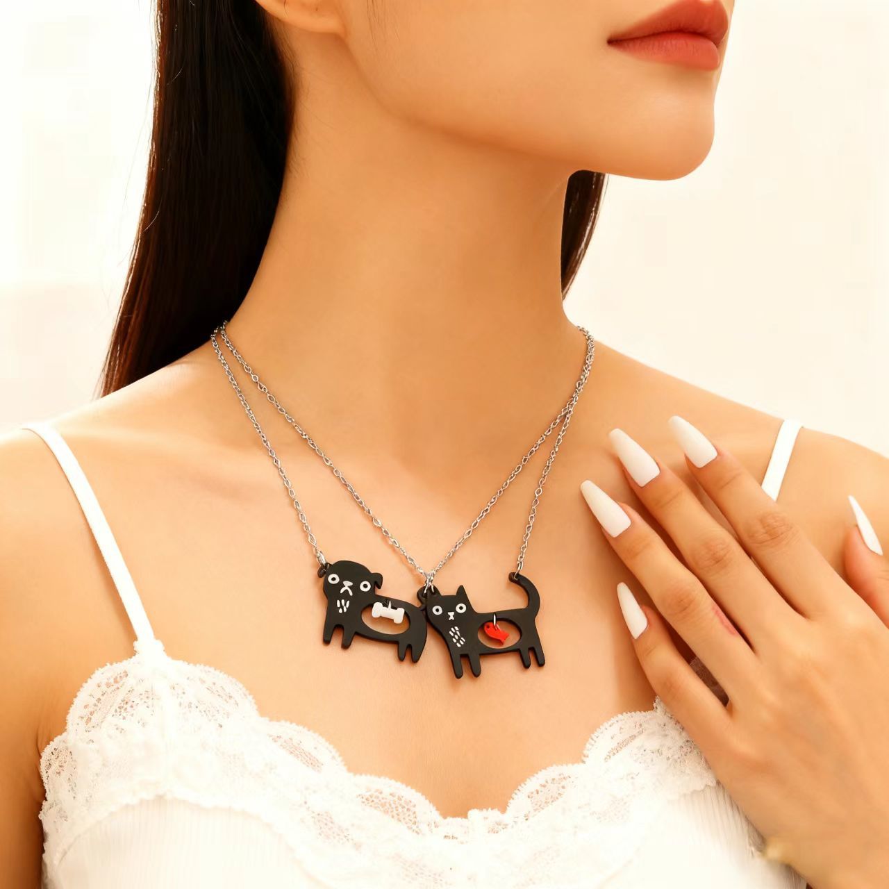 Süße Hunde- oder Katzen-Cartoon-Halskette, zarte Kettenkette für Hunde- & Katzen-Besitzer