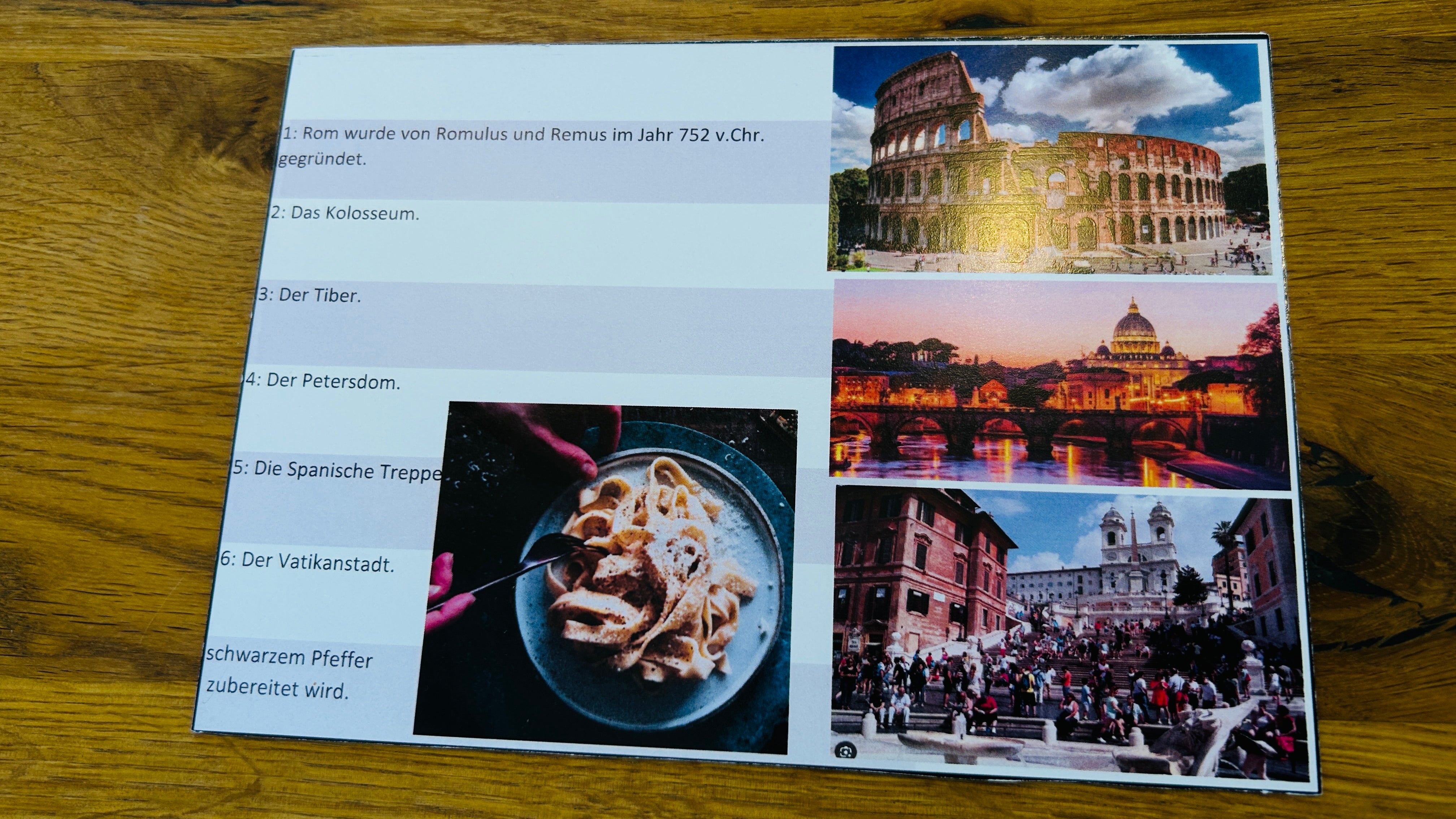 WELTKARTE Quizkarte mit echten Fotos von Rom