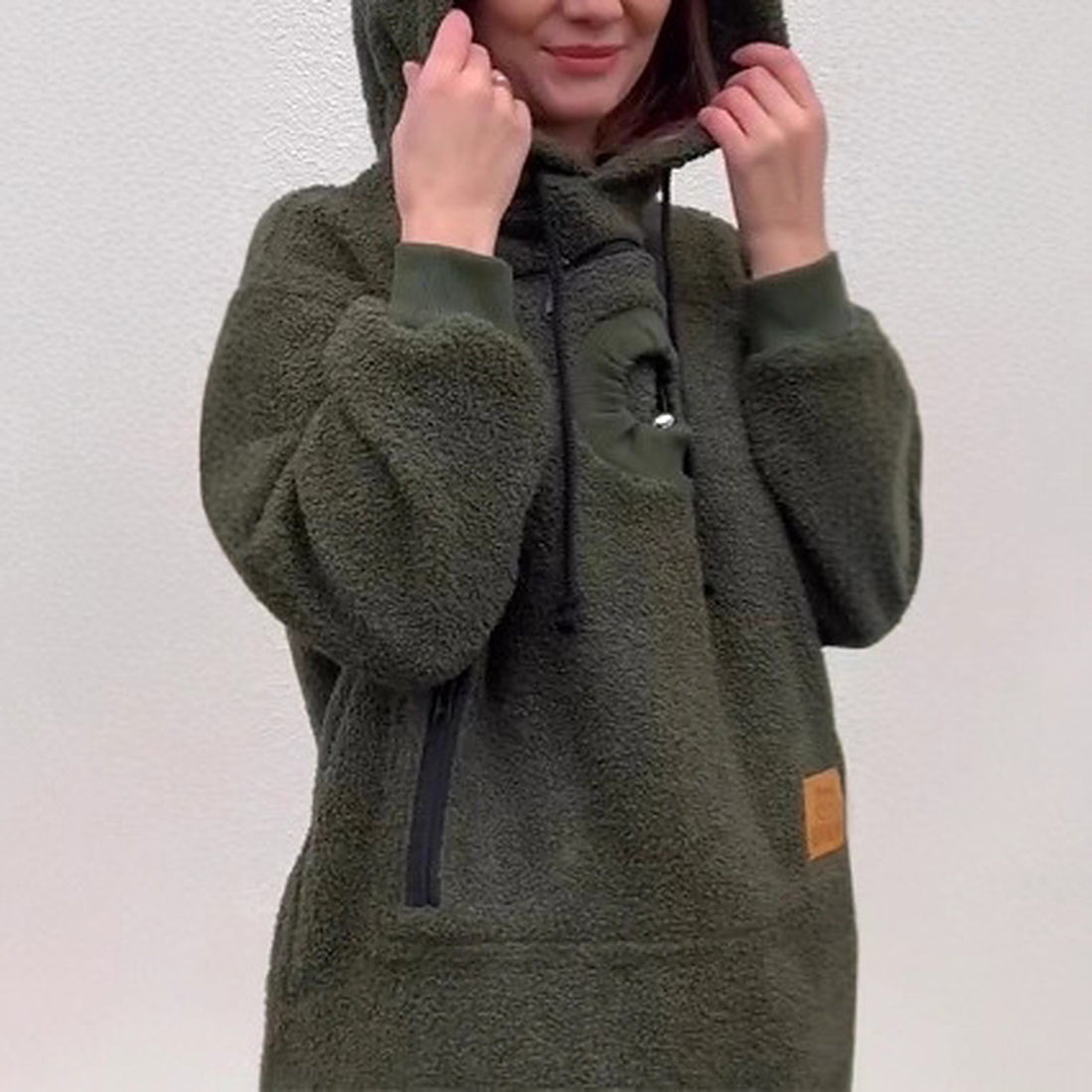 Kuschel-Hoodie Damen mit Katzentasche